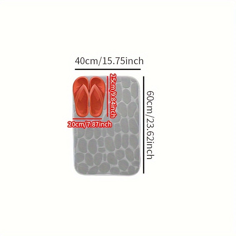 1pc Cobblestone Pattern Bath Rug, Soft Non-Slip Quick Dry Bath Mat, Water Absorbent Shower Carpet For home, Bathroom Accessories, Bathroom Decor, Bathroom decorations, kitchen Area Rugs, Laundry, bedrooom, shower, indoor mat
