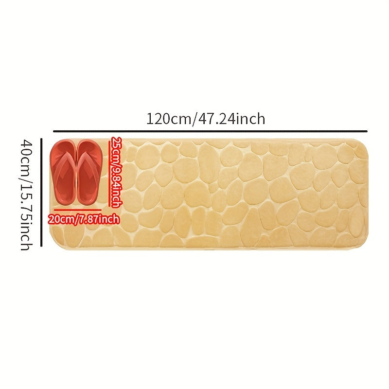 1pc Cobblestone Pattern Bath Rug, Soft Non-Slip Quick Dry Bath Mat, Water Absorbent Shower Carpet For home, Bathroom Accessories, Bathroom Decor, Bathroom decorations, kitchen Area Rugs, Laundry, bedrooom, shower, indoor mat