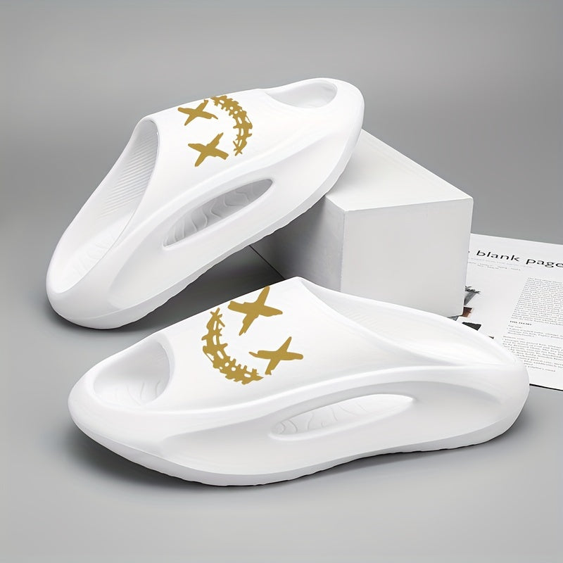 Men's Cloud Slides, Casual Non Slip Slippers, Open Toe Shoes For Indoor Outdoor Beach Shower, Spring And Summer