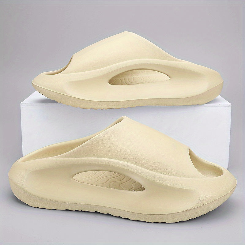 Men's Cloud Slides, Casual Non Slip Slippers, Open Toe Shoes For Indoor Outdoor Beach Shower, Spring And Summer