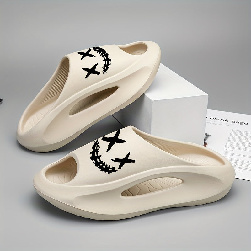 Men's Cloud Slides, Casual Non Slip Slippers, Open Toe Shoes For Indoor Outdoor Beach Shower, Spring And Summer