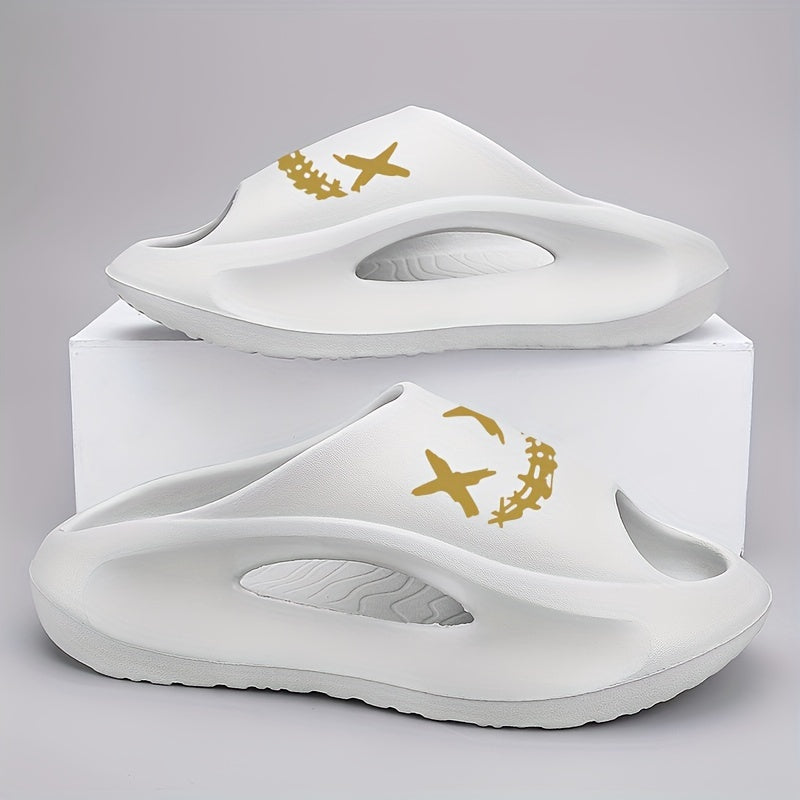 Men's Cloud Slides, Casual Non Slip Slippers, Open Toe Shoes For Indoor Outdoor Beach Shower, Spring And Summer