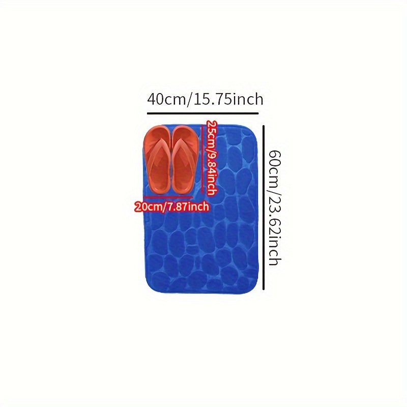 1pc Cobblestone Pattern Bath Rug, Soft Non-Slip Quick Dry Bath Mat, Water Absorbent Shower Carpet For home, Bathroom Accessories, Bathroom Decor, Bathroom decorations, kitchen Area Rugs, Laundry, bedrooom, shower, indoor mat