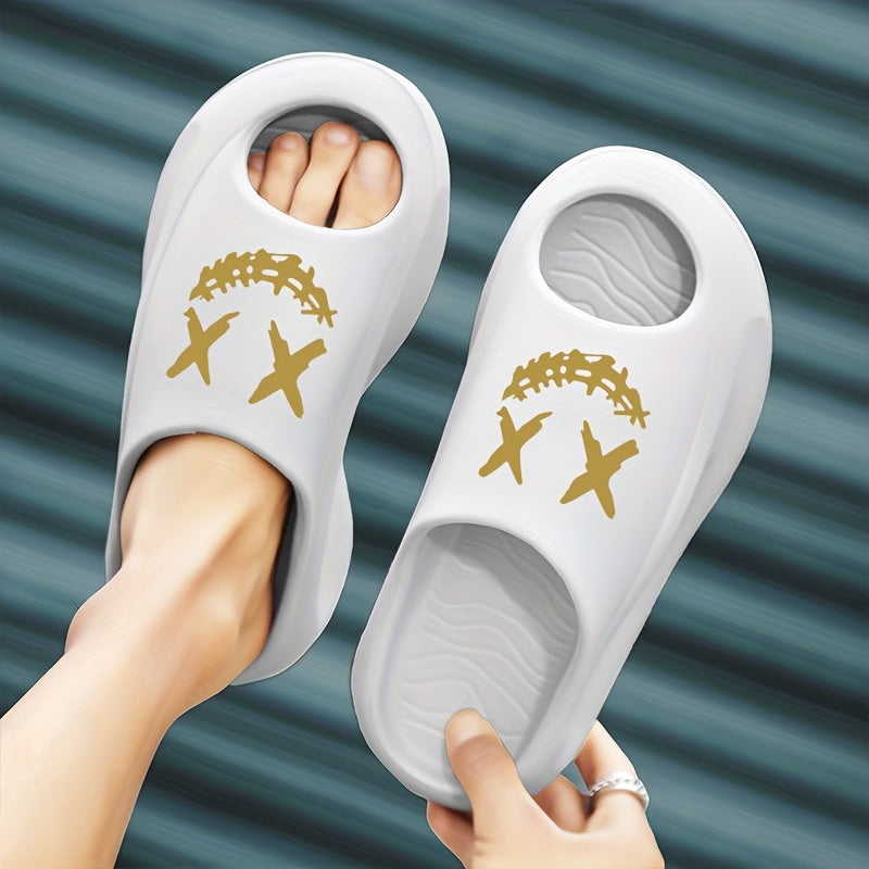 Men's Cloud Slides, Casual Non Slip Slippers, Open Toe Shoes For Indoor Outdoor Beach Shower, Spring And Summer
