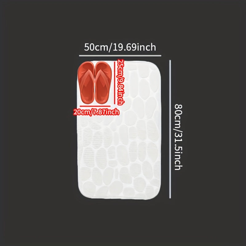 1pc Cobblestone Pattern Bath Rug, Soft Non-Slip Quick Dry Bath Mat, Water Absorbent Shower Carpet For home, Bathroom Accessories, Bathroom Decor, Bathroom decorations, kitchen Area Rugs, Laundry, bedrooom, shower, indoor mat
