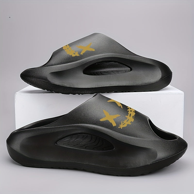 Men's Cloud Slides, Casual Non Slip Slippers, Open Toe Shoes For Indoor Outdoor Beach Shower, Spring And Summer