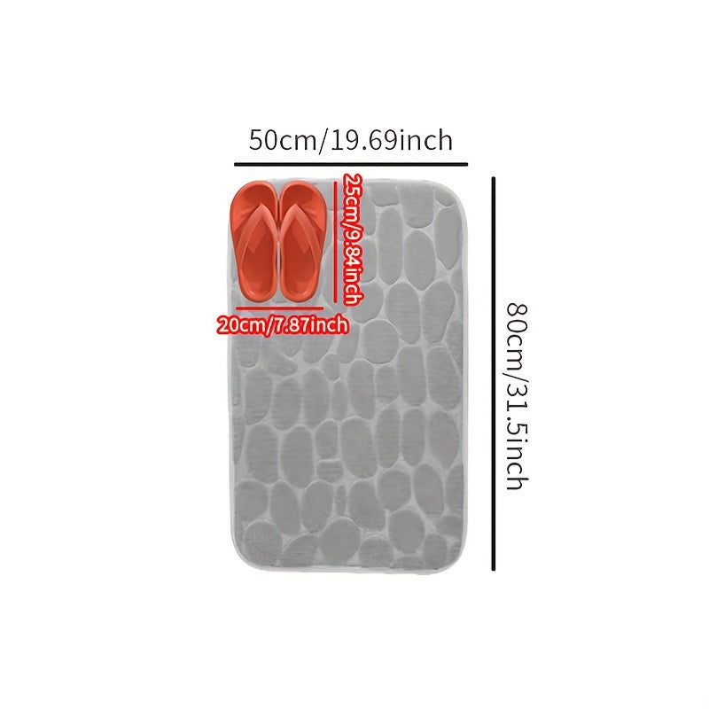 1pc Cobblestone Pattern Bath Rug, Soft Non-Slip Quick Dry Bath Mat, Water Absorbent Shower Carpet For home, Bathroom Accessories, Bathroom Decor, Bathroom decorations, kitchen Area Rugs, Laundry, bedrooom, shower, indoor mat