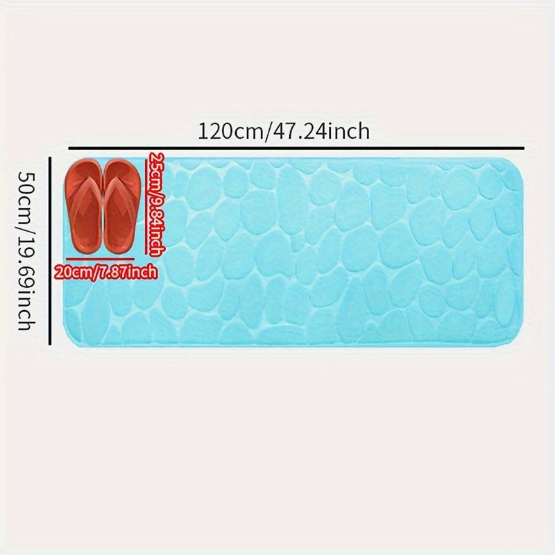 1pc Cobblestone Pattern Bath Rug, Soft Non-Slip Quick Dry Bath Mat, Water Absorbent Shower Carpet For home, Bathroom Accessories, Bathroom Decor, Bathroom decorations, kitchen Area Rugs, Laundry, bedrooom, shower, indoor mat