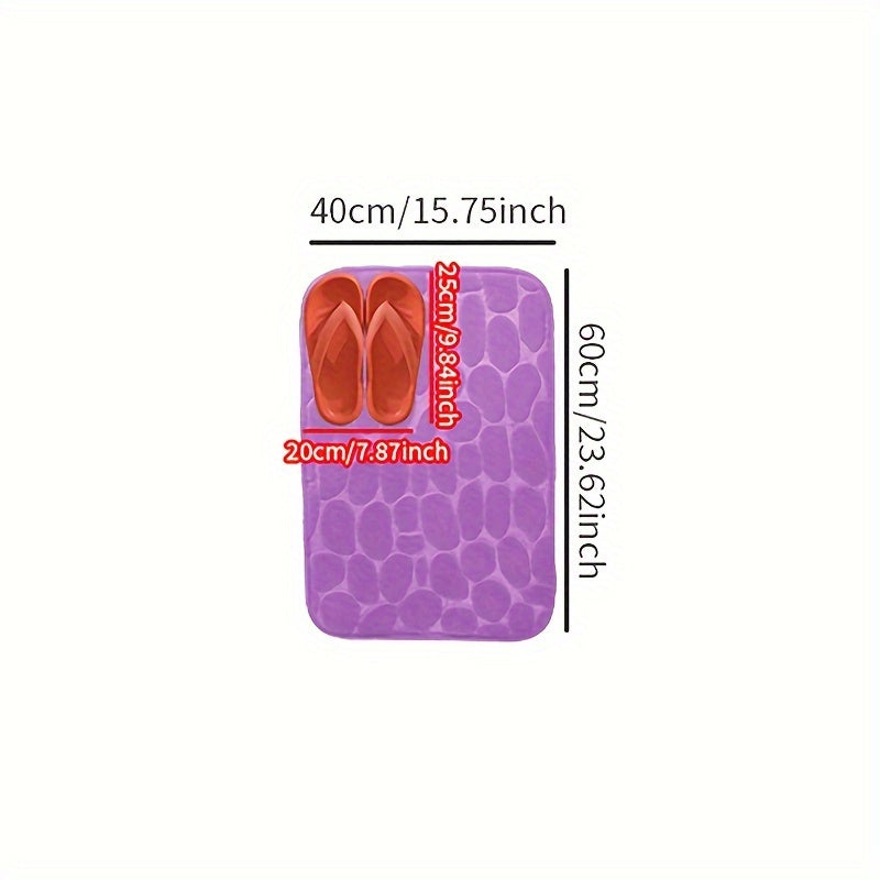 1pc Cobblestone Pattern Bath Rug, Soft Non-Slip Quick Dry Bath Mat, Water Absorbent Shower Carpet For home, Bathroom Accessories, Bathroom Decor, Bathroom decorations, kitchen Area Rugs, Laundry, bedrooom, shower, indoor mat