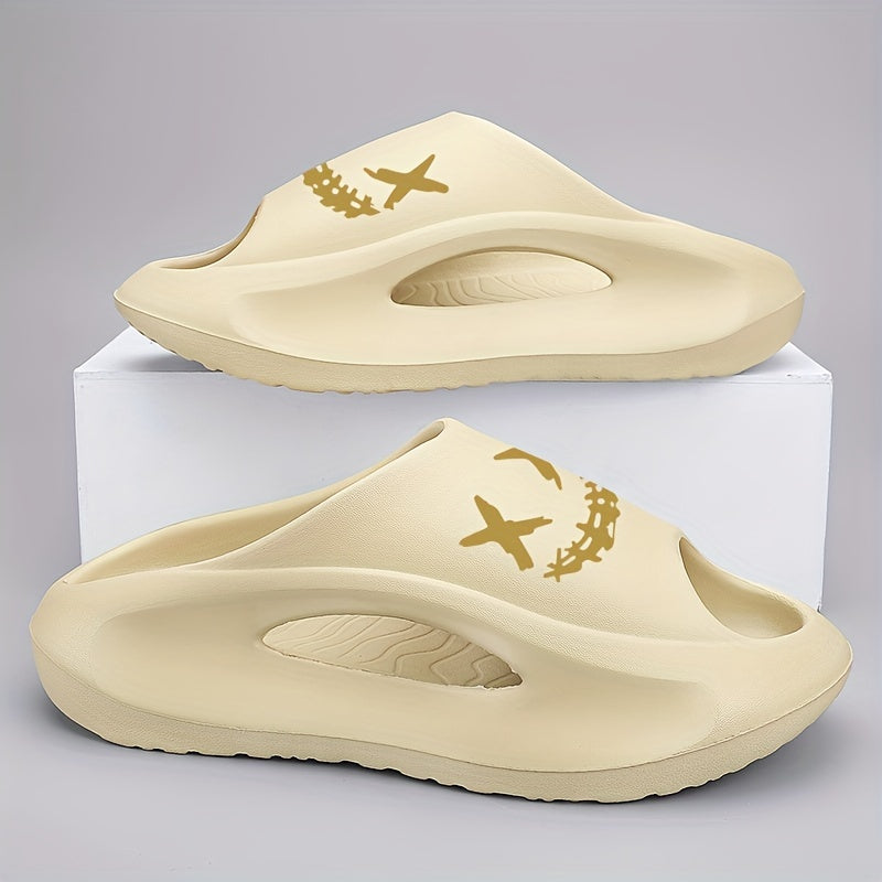 Men's Cloud Slides, Casual Non Slip Slippers, Open Toe Shoes For Indoor Outdoor Beach Shower, Spring And Summer
