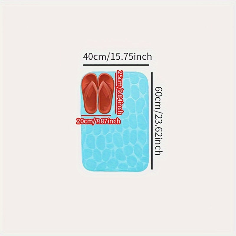 1pc Cobblestone Pattern Bath Rug, Soft Non-Slip Quick Dry Bath Mat, Water Absorbent Shower Carpet For home, Bathroom Accessories, Bathroom Decor, Bathroom decorations, kitchen Area Rugs, Laundry, bedrooom, shower, indoor mat