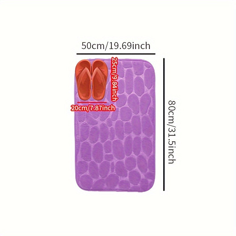 1pc Cobblestone Pattern Bath Rug, Soft Non-Slip Quick Dry Bath Mat, Water Absorbent Shower Carpet For home, Bathroom Accessories, Bathroom Decor, Bathroom decorations, kitchen Area Rugs, Laundry, bedrooom, shower, indoor mat