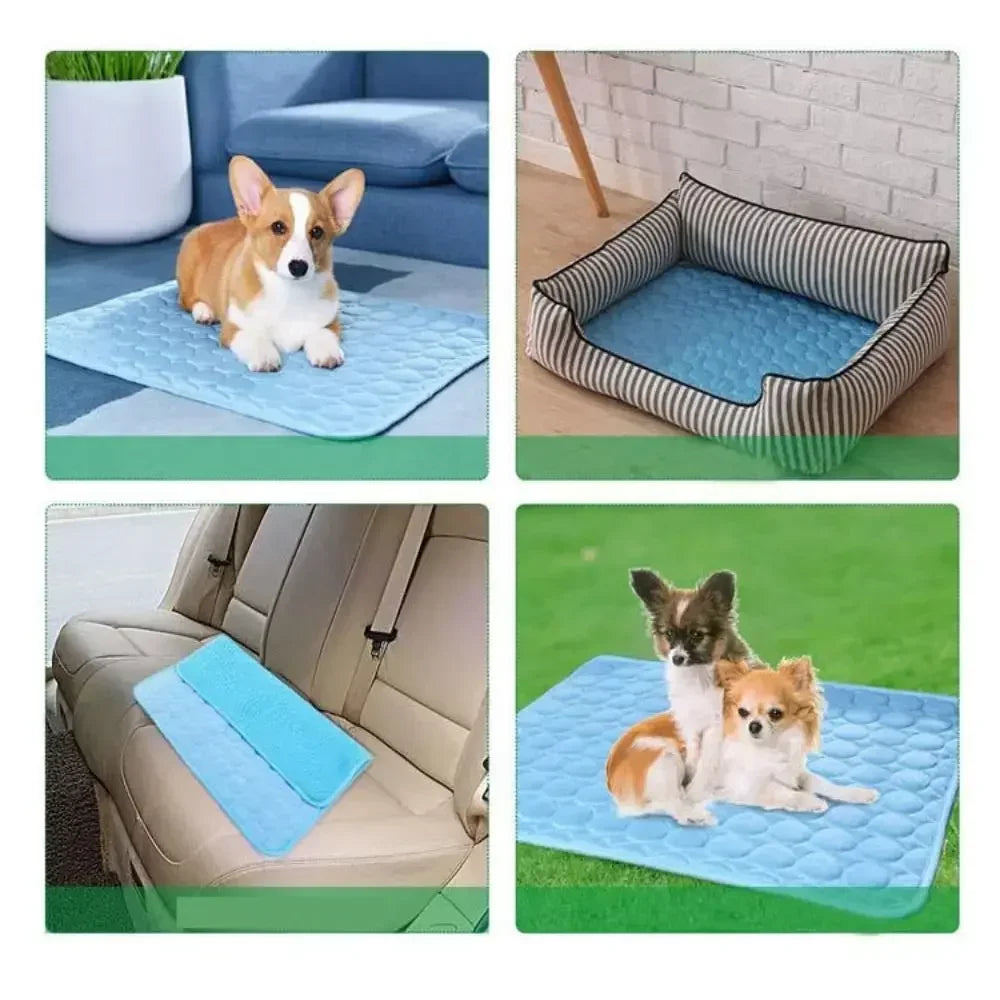 Dog Cooling Pad Ice Silk Fabric Self Cooling Gel Breathable Washable Summer Pet Mat for Dogs Cats Sofa Kennel Bed Comfortable La
