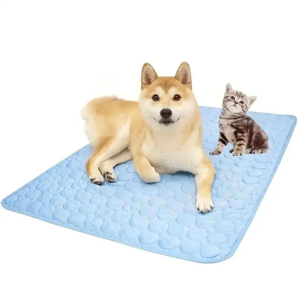Dog Cooling Pad Ice Silk Fabric Self Cooling Gel Breathable Washable Summer Pet Mat for Dogs Cats Sofa Kennel Bed Comfortable La