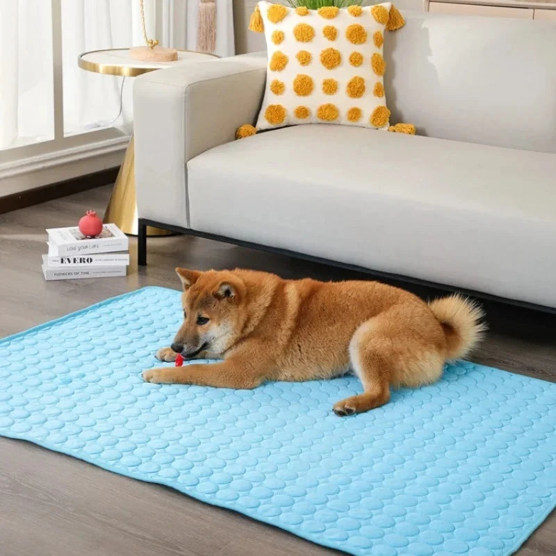 Dog Cooling Pad Ice Silk Fabric Self Cooling Gel Breathable Washable Summer Pet Mat for Dogs Cats Sofa Kennel Bed Comfortable La
