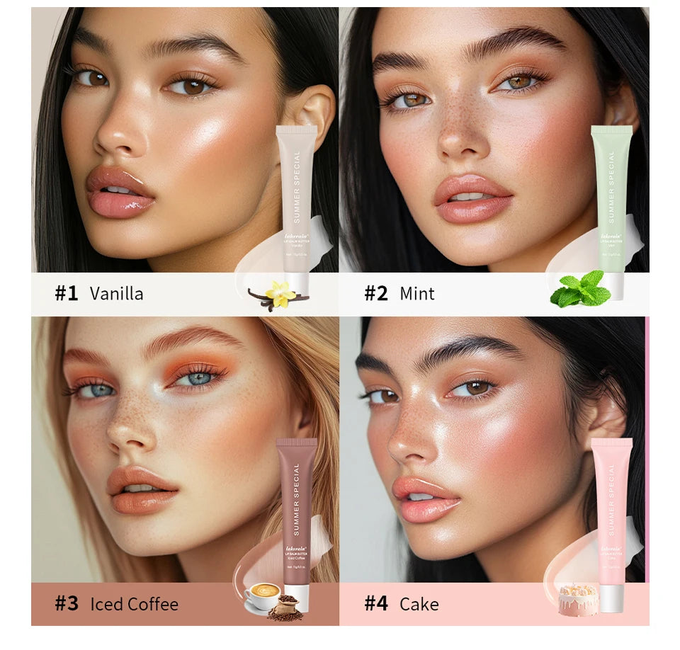 Summer Lip Balm Moisturizing Mirror Lip Gloss Lip Vanilla Mint Iced Coffee Cake Smell Lipstick Transparent Lip Oil Makeup