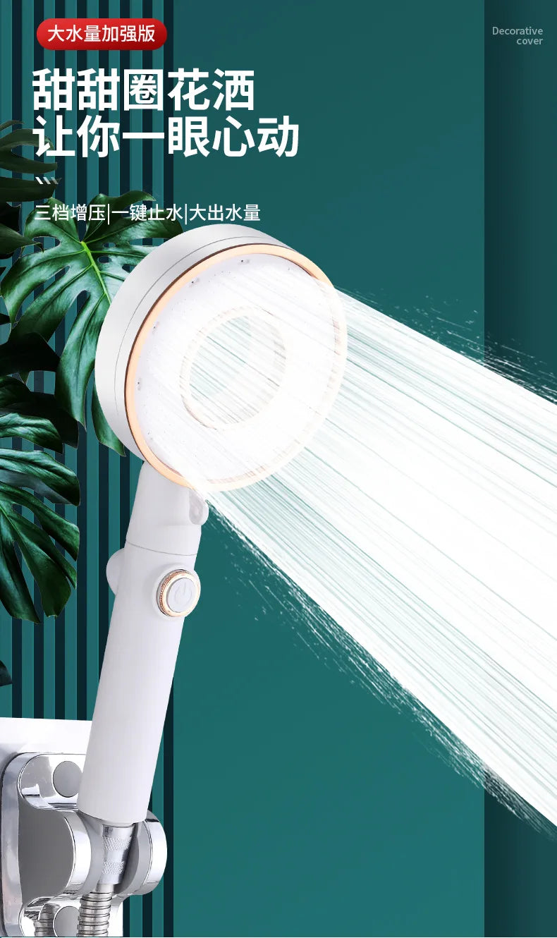 High Pressure Shower Head 3 Modes Adjustable Showerheads Water Saving One-Key Stop Water Spray Nozzle Bathroom Faucet Accessorie