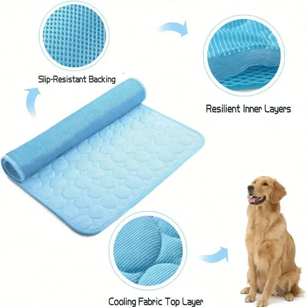 Dog Cooling Pad Ice Silk Fabric Self Cooling Gel Breathable Washable Summer Pet Mat for Dogs Cats Sofa Kennel Bed Comfortable La