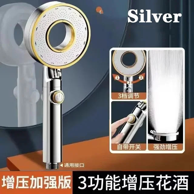 High Pressure Shower Head 3 Modes Adjustable Showerheads Water Saving One-Key Stop Water Spray Nozzle Bathroom Faucet Accessorie