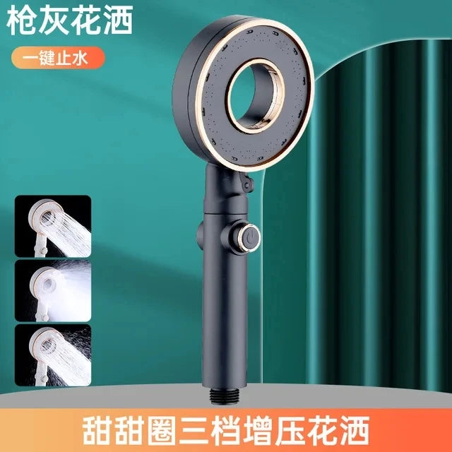 High Pressure Shower Head 3 Modes Adjustable Showerheads Water Saving One-Key Stop Water Spray Nozzle Bathroom Faucet Accessorie
