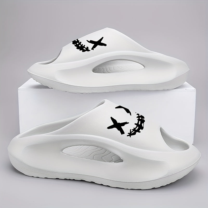 Men's Cloud Slides, Casual Non Slip Slippers, Open Toe Shoes For Indoor Outdoor Beach Shower, Spring And Summer