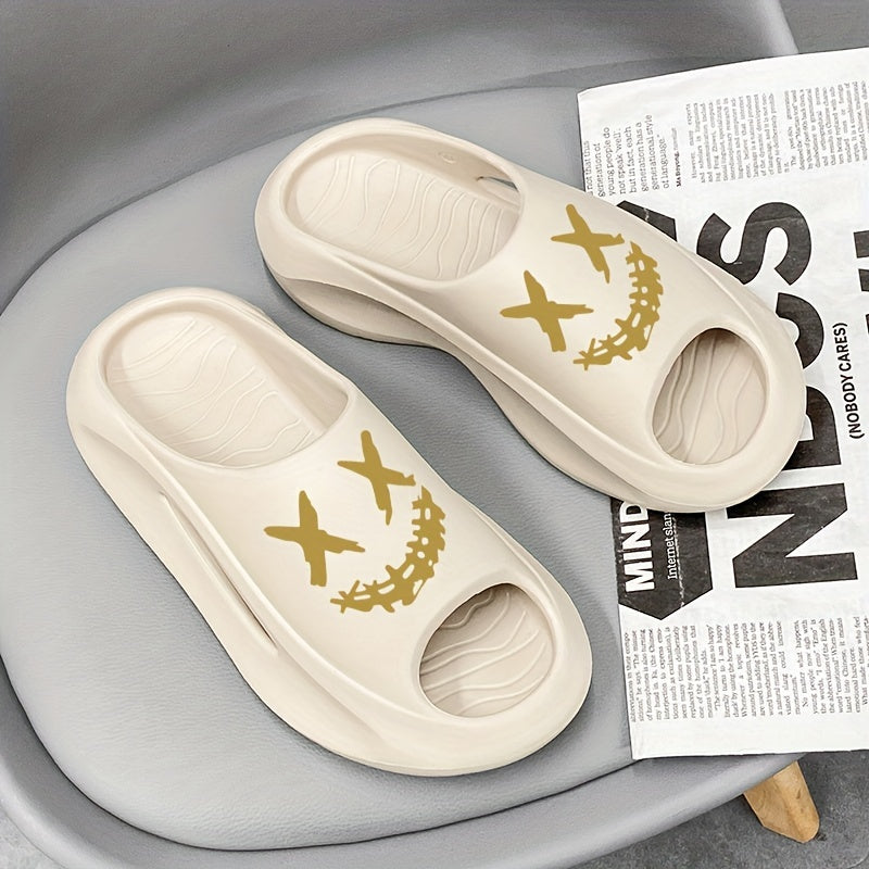 Men's Cloud Slides, Casual Non Slip Slippers, Open Toe Shoes For Indoor Outdoor Beach Shower, Spring And Summer