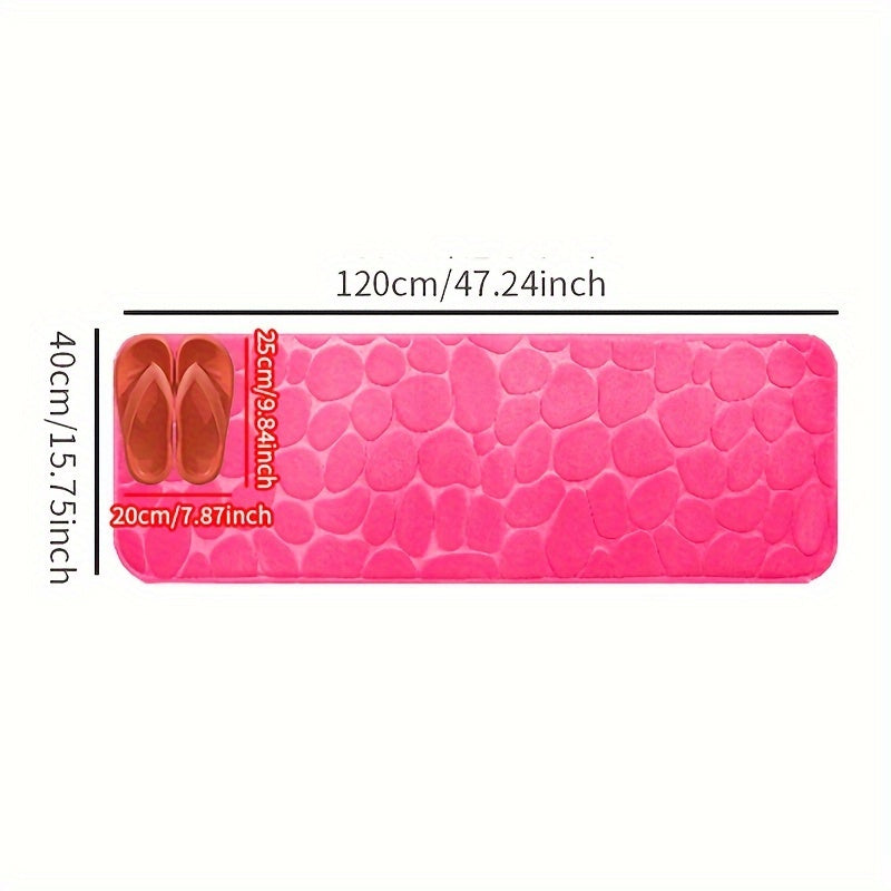 1pc Cobblestone Pattern Bath Rug, Soft Non-Slip Quick Dry Bath Mat, Water Absorbent Shower Carpet For home, Bathroom Accessories, Bathroom Decor, Bathroom decorations, kitchen Area Rugs, Laundry, bedrooom, shower, indoor mat