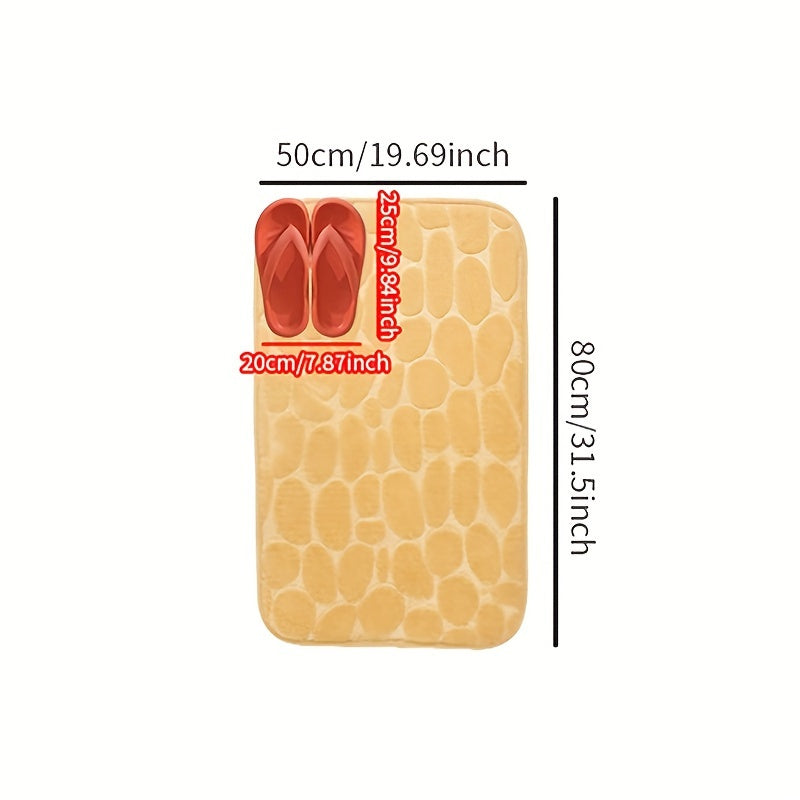 1pc Cobblestone Pattern Bath Rug, Soft Non-Slip Quick Dry Bath Mat, Water Absorbent Shower Carpet For home, Bathroom Accessories, Bathroom Decor, Bathroom decorations, kitchen Area Rugs, Laundry, bedrooom, shower, indoor mat