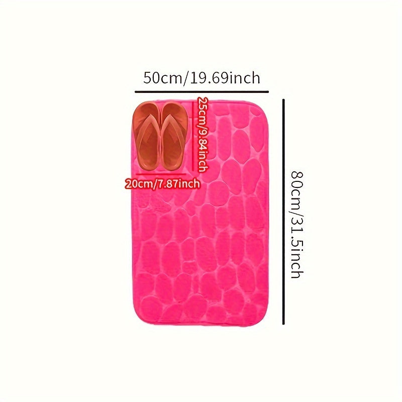 1pc Cobblestone Pattern Bath Rug, Soft Non-Slip Quick Dry Bath Mat, Water Absorbent Shower Carpet For home, Bathroom Accessories, Bathroom Decor, Bathroom decorations, kitchen Area Rugs, Laundry, bedrooom, shower, indoor mat