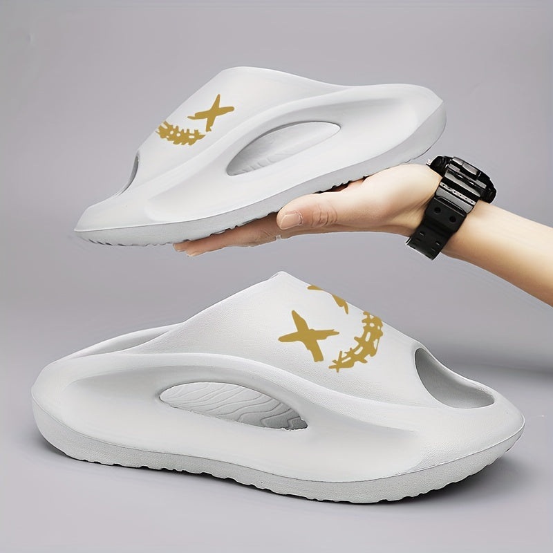 Men's Cloud Slides, Casual Non Slip Slippers, Open Toe Shoes For Indoor Outdoor Beach Shower, Spring And Summer