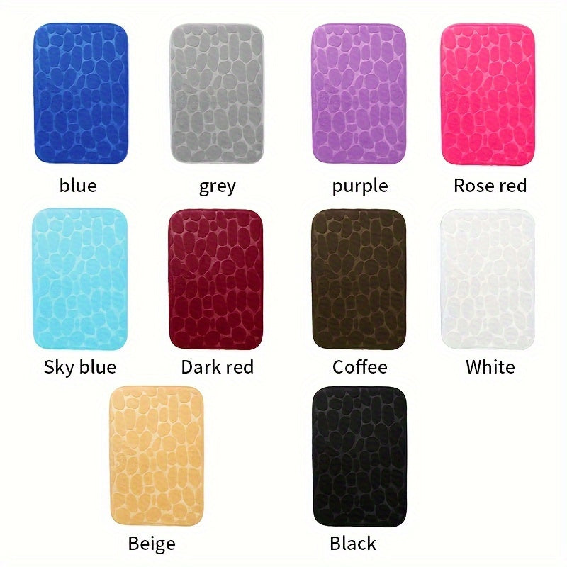 1pc Cobblestone Pattern Bath Rug, Soft Non-Slip Quick Dry Bath Mat, Water Absorbent Shower Carpet For home, Bathroom Accessories, Bathroom Decor, Bathroom decorations, kitchen Area Rugs, Laundry, bedrooom, shower, indoor mat
