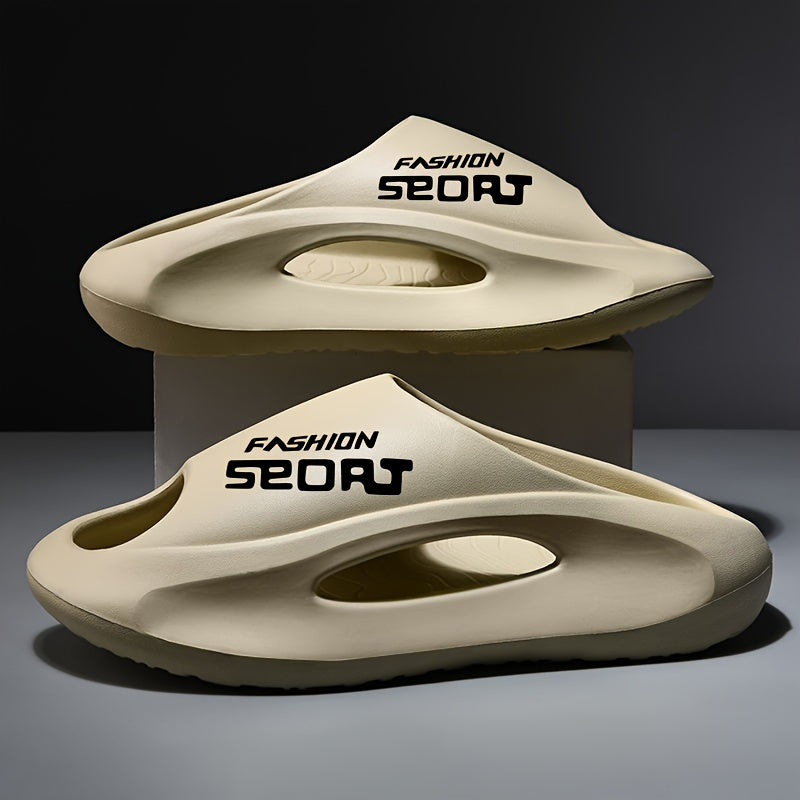 Men's Cloud Slides, Casual Non Slip Slippers, Open Toe Shoes For Indoor Outdoor Beach Shower, Spring And Summer