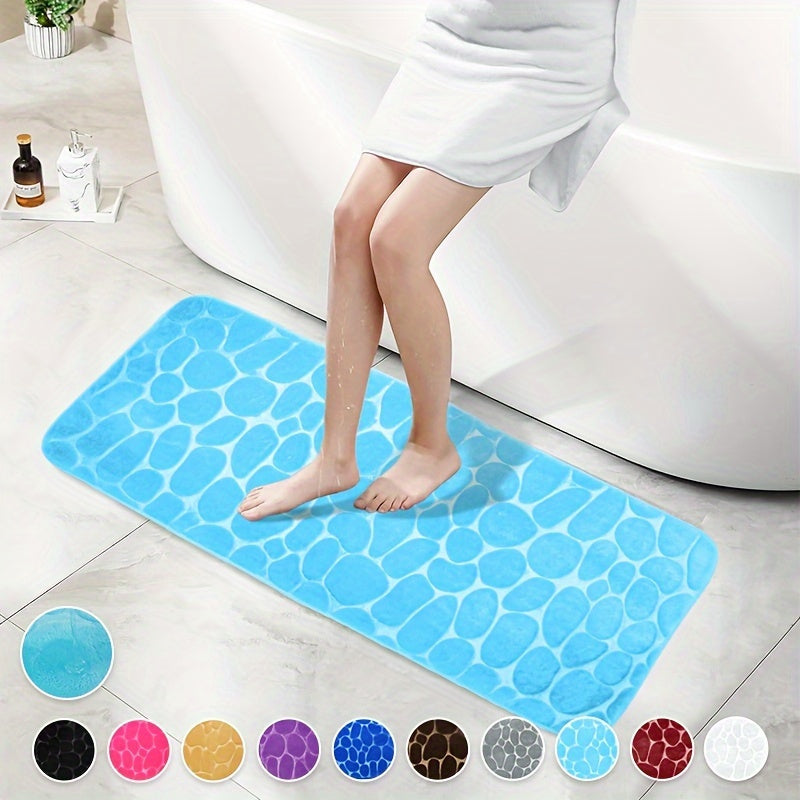 1pc Cobblestone Pattern Bath Rug, Soft Non-Slip Quick Dry Bath Mat, Water Absorbent Shower Carpet For home, Bathroom Accessories, Bathroom Decor, Bathroom decorations, kitchen Area Rugs, Laundry, bedrooom, shower, indoor mat