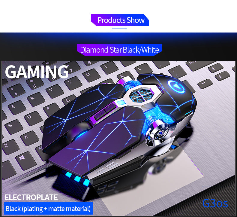 [Silvery Gaming Mouse] Silent Wired Mouse for E-Sports Gaming, Silvery Carved | Macro for Desktops and Laptops, Sound Chicken-Eating Mouse