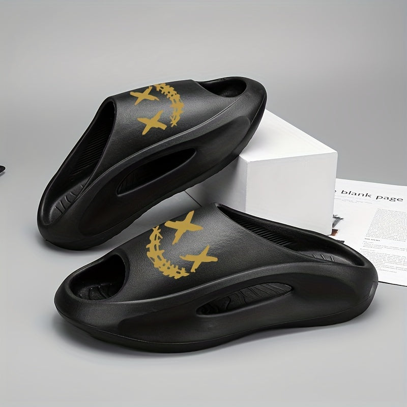 Men's Cloud Slides, Casual Non Slip Slippers, Open Toe Shoes For Indoor Outdoor Beach Shower, Spring And Summer