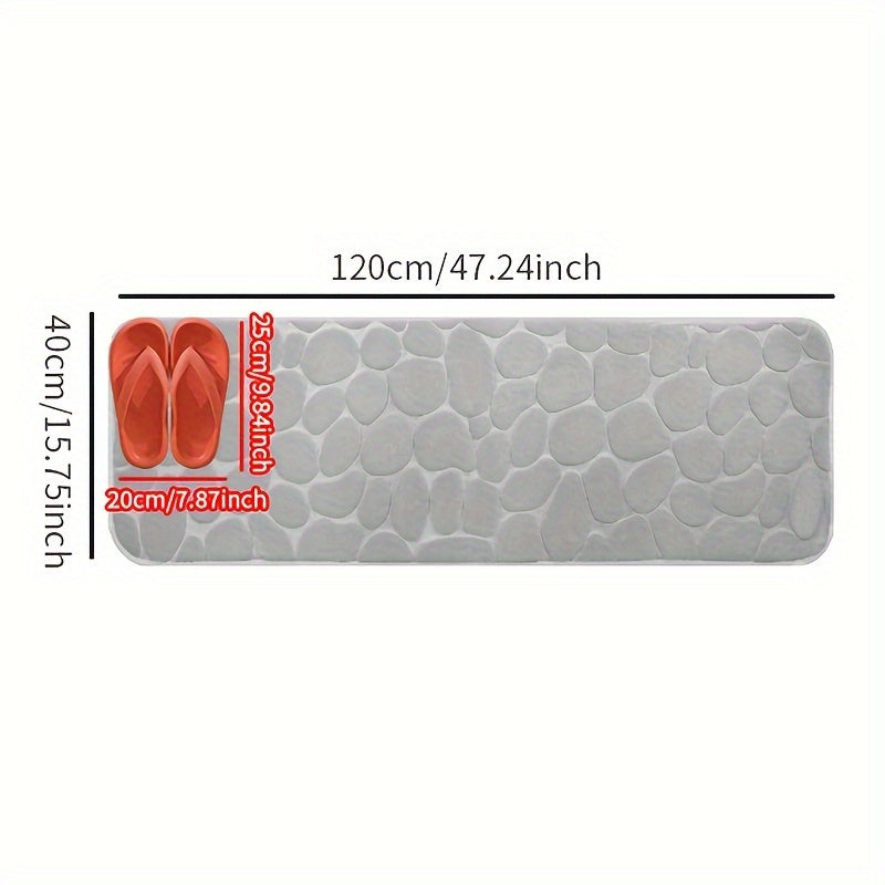 1pc Cobblestone Pattern Bath Rug, Soft Non-Slip Quick Dry Bath Mat, Water Absorbent Shower Carpet For home, Bathroom Accessories, Bathroom Decor, Bathroom decorations, kitchen Area Rugs, Laundry, bedrooom, shower, indoor mat