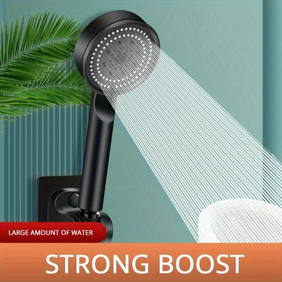 5-Mode Multifunctional High-Pressure Water Saving Shower Head, Handheld Unscented Strong Boost Showerhead with Power Supply, Bathroom Accessory without Battery - 1PC