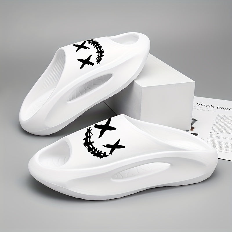 Men's Cloud Slides, Casual Non Slip Slippers, Open Toe Shoes For Indoor Outdoor Beach Shower, Spring And Summer