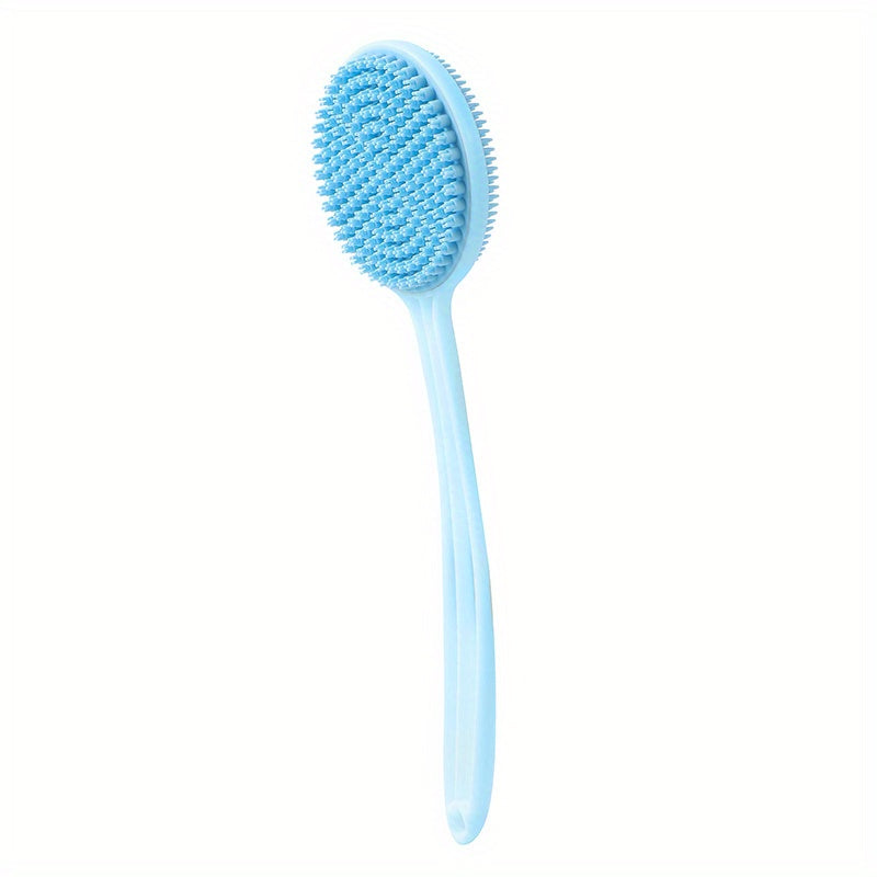Double-Sided Exfoliating Silicone Back Scrubber with Soft Bristles - Easy-Grip Long Handle for Deep Clean & Revitalization - Ideal Shower Accessory for Men & Women.