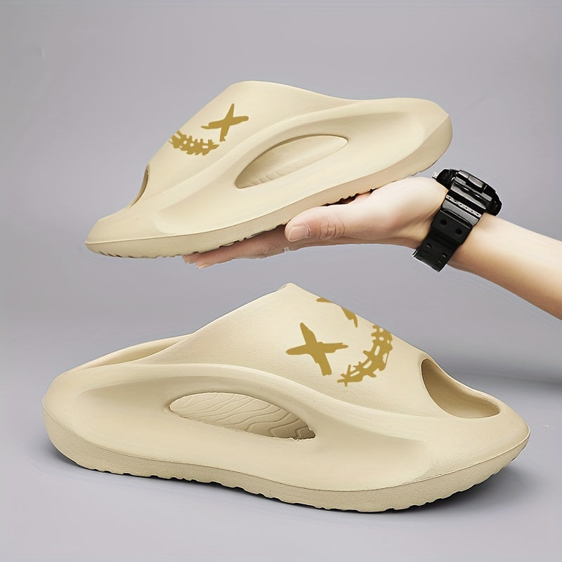 Men's Cloud Slides, Casual Non Slip Slippers, Open Toe Shoes For Indoor Outdoor Beach Shower, Spring And Summer