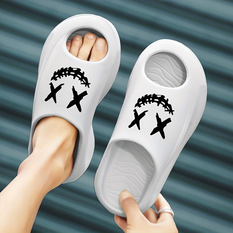 Men's Cloud Slides, Casual Non Slip Slippers, Open Toe Shoes For Indoor Outdoor Beach Shower, Spring And Summer