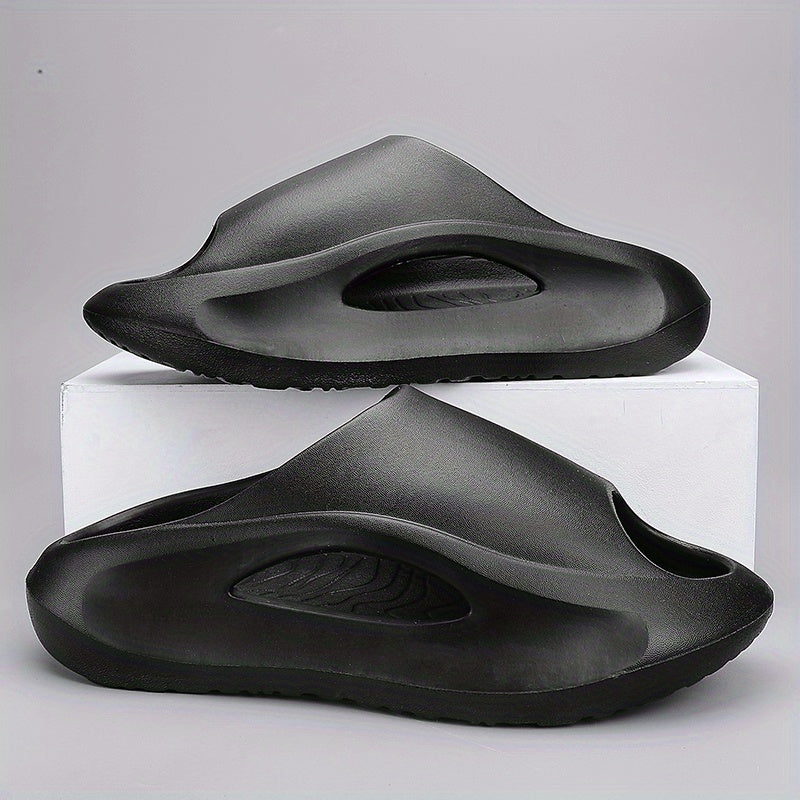 Men's Cloud Slides, Casual Non Slip Slippers, Open Toe Shoes For Indoor Outdoor Beach Shower, Spring And Summer