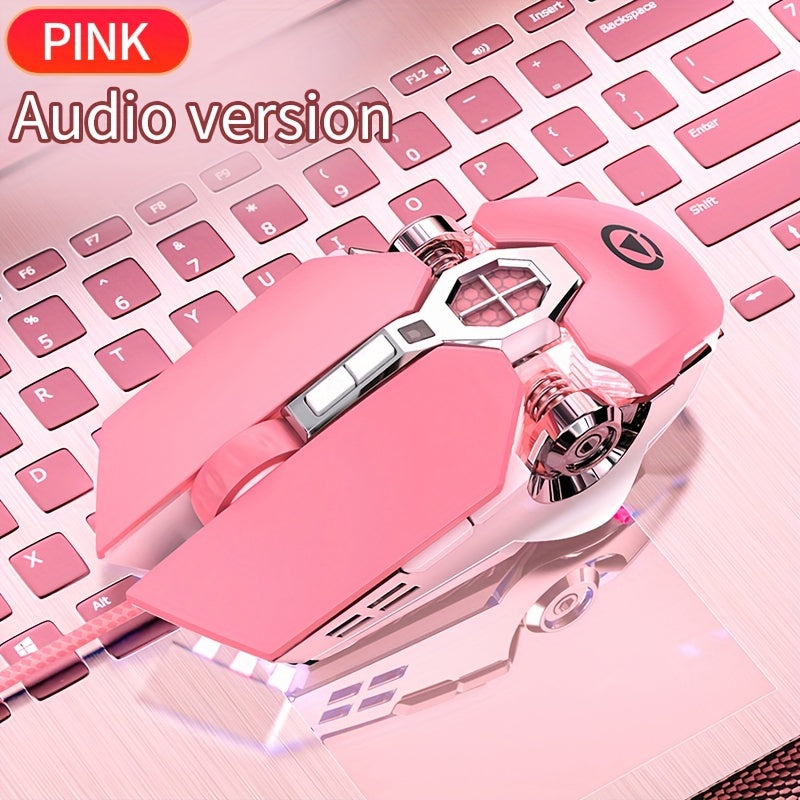 [Silvery Gaming Mouse] Silent Wired Mouse for E-Sports Gaming, Silvery Carved | Macro for Desktops and Laptops, Sound Chicken-Eating Mouse