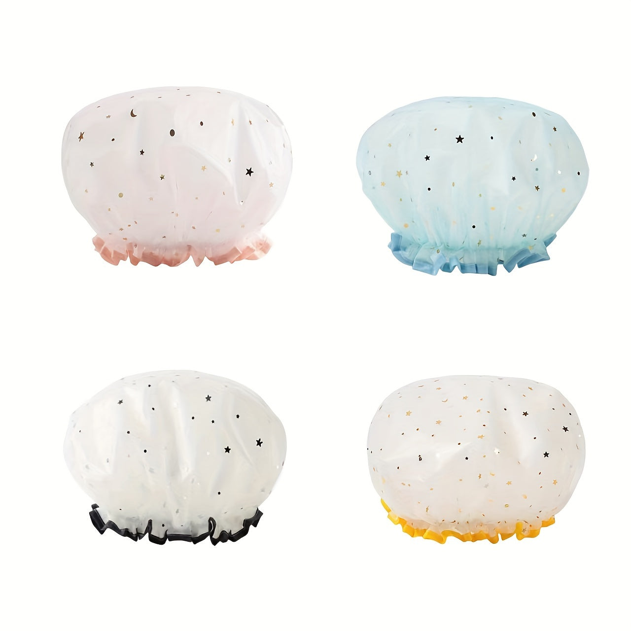 Double Star Shower Cap, Suitable for Long, Short And Curly Hair, Reusable, Ideal for Women, Bathroom Accessories