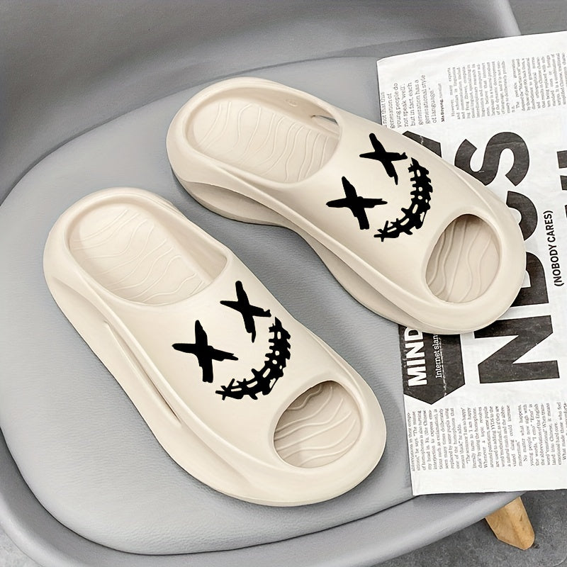 Men's Cloud Slides, Casual Non Slip Slippers, Open Toe Shoes For Indoor Outdoor Beach Shower, Spring And Summer