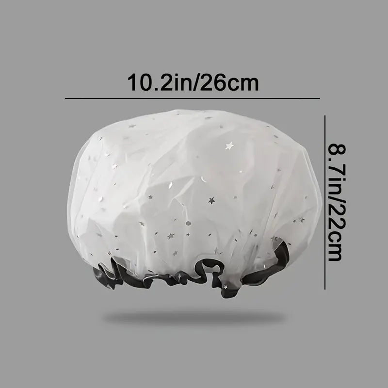Double Star Shower Cap, Suitable for Long, Short And Curly Hair, Reusable, Ideal for Women, Bathroom Accessories