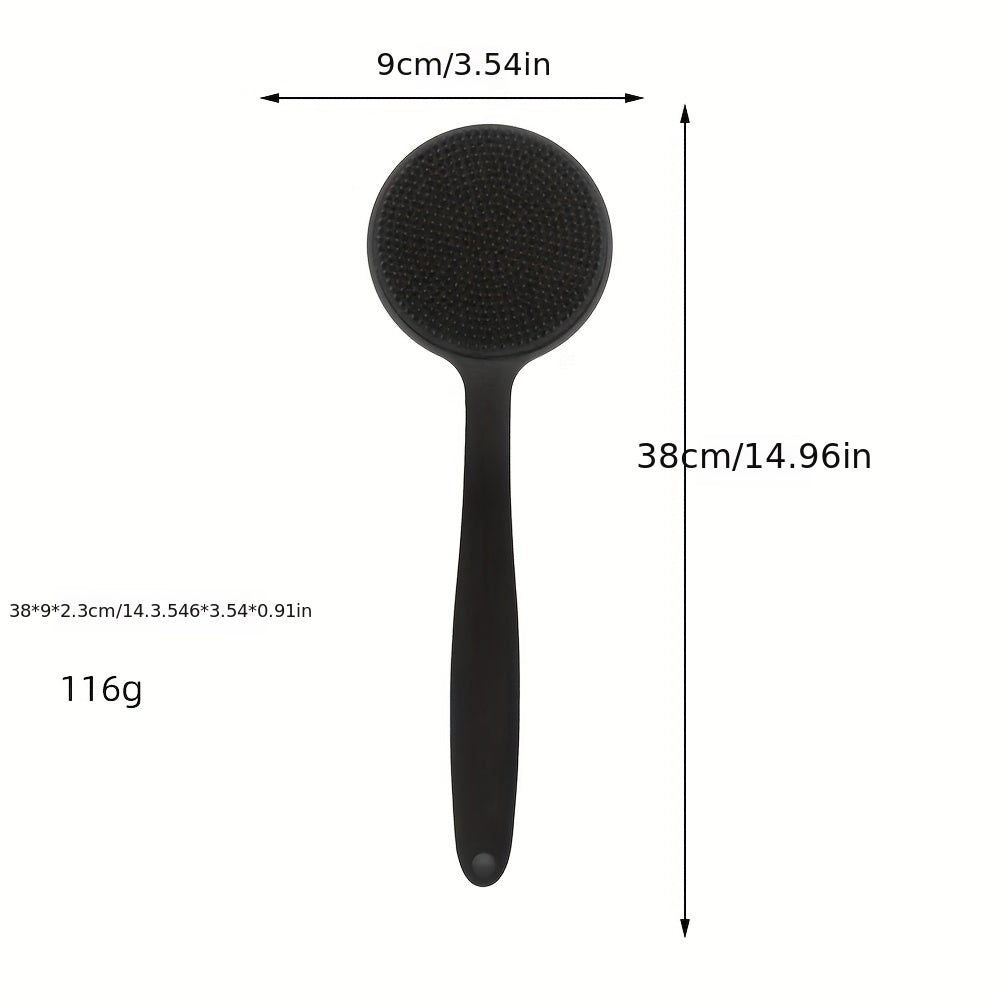 Double-Sided Exfoliating Silicone Back Scrubber with Soft Bristles - Easy-Grip Long Handle for Deep Clean & Revitalization - Ideal Shower Accessory for Men & Women.