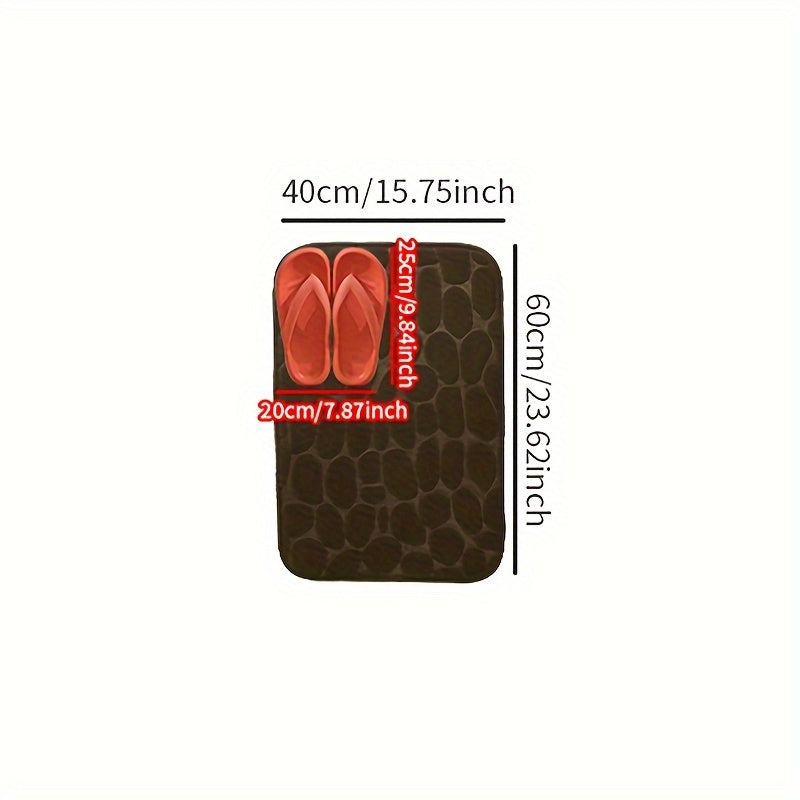 1pc Cobblestone Pattern Bath Rug, Soft Non-Slip Quick Dry Bath Mat, Water Absorbent Shower Carpet For home, Bathroom Accessories, Bathroom Decor, Bathroom decorations, kitchen Area Rugs, Laundry, bedrooom, shower, indoor mat