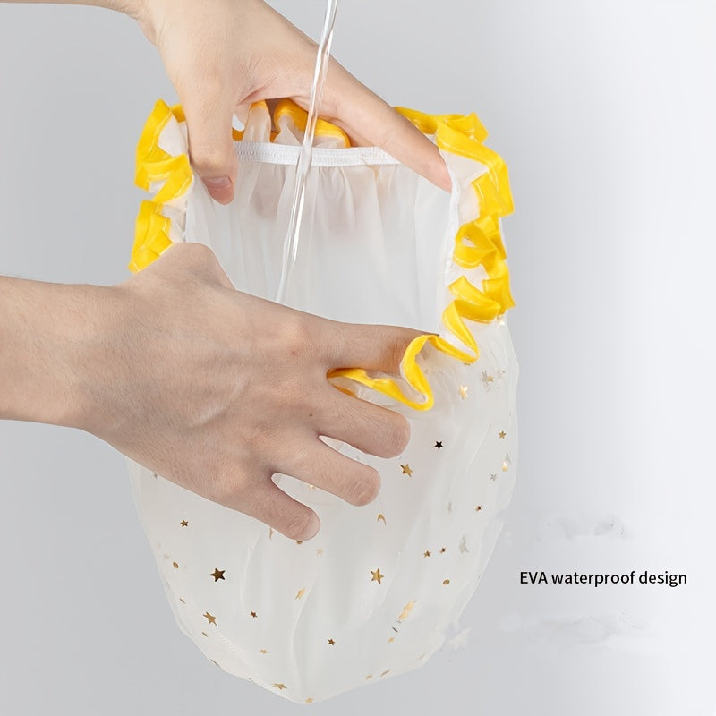 Double Star Shower Cap, Suitable for Long, Short And Curly Hair, Reusable, Ideal for Women, Bathroom Accessories