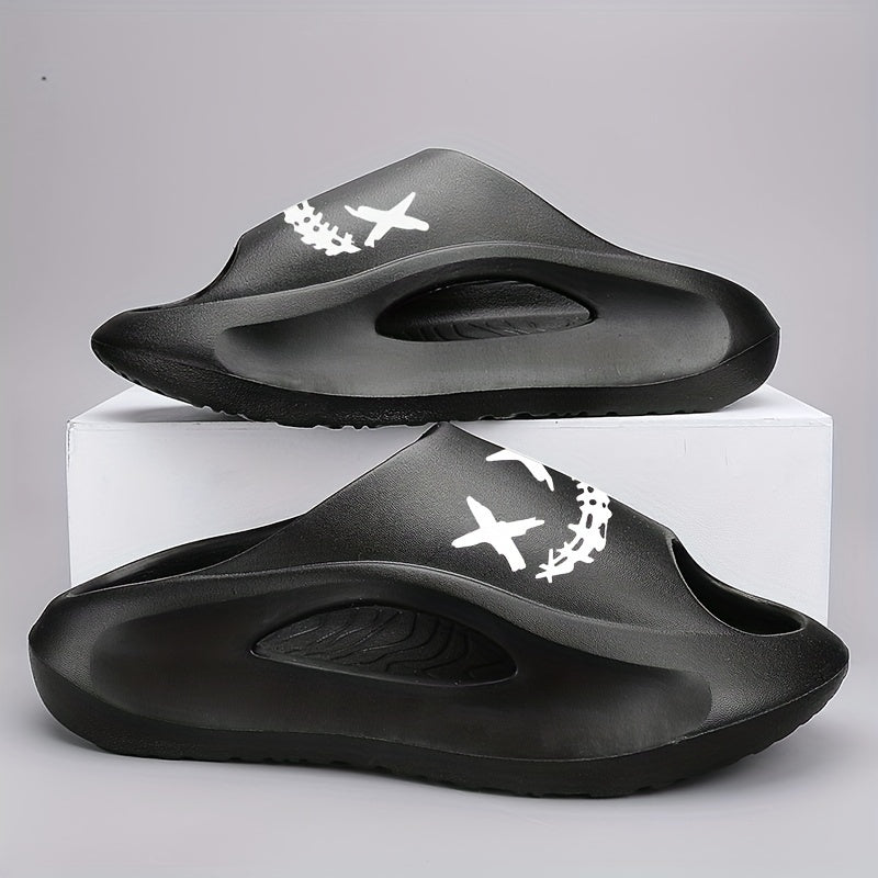 Men's Cloud Slides, Casual Non Slip Slippers, Open Toe Shoes For Indoor Outdoor Beach Shower, Spring And Summer